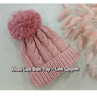 Mũ len đan tay cẩn thận từng mũi - Dáng mũ chuông vành gấp 2 ấm áp- Chất len milk cotton mềm mại