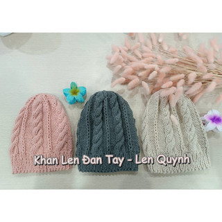 Mũ len đan tay cẩn thận từng mũi - Dáng mũ chuông vành gấp 2 ấm áp- Chất len milk cotton mềm mại