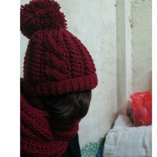 Mũ len đan tay dáng chuông quả bông cỡ to đáng yêu - Quà tặng handmade