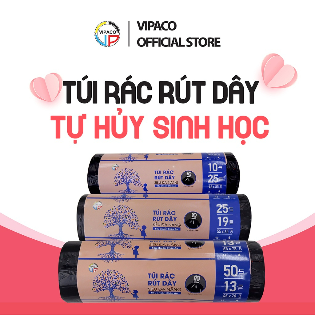 Cuộn Túi Rác Rút Dây Tự Hủy Sinh Học, Túi Đựng Rác Đen 25 lít | Shopee ...