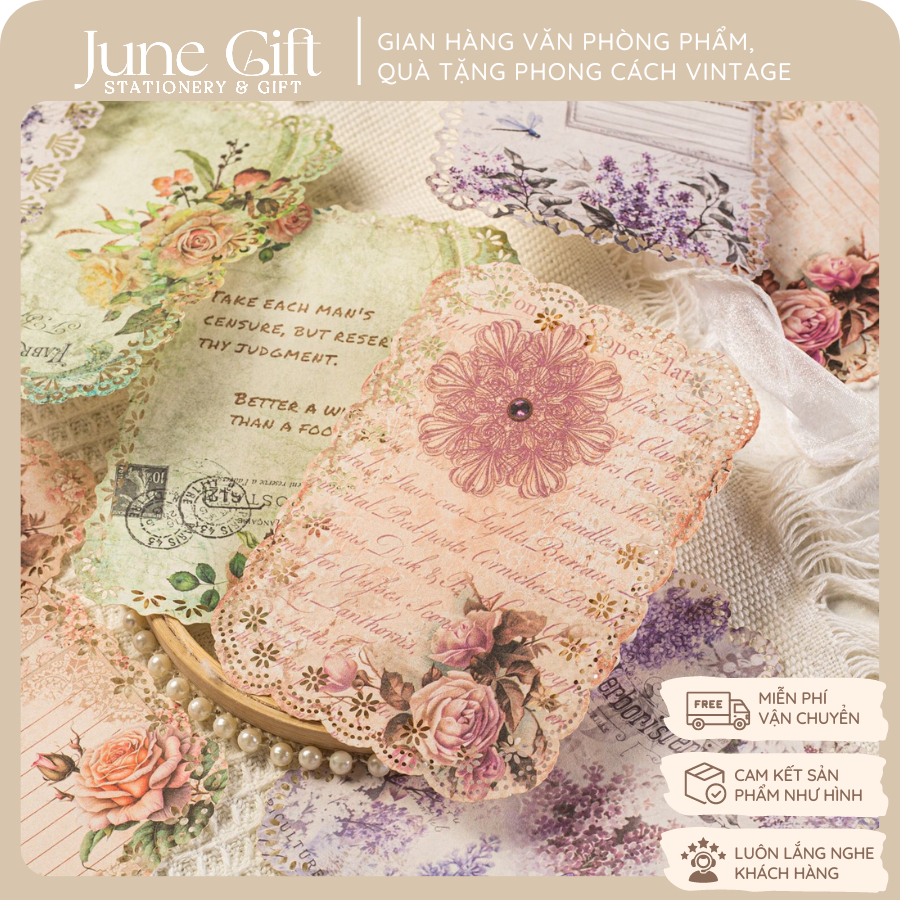 Set giấy viết thư viền ren Elegant Flower họa tiết cổ điển làm thư tay ...