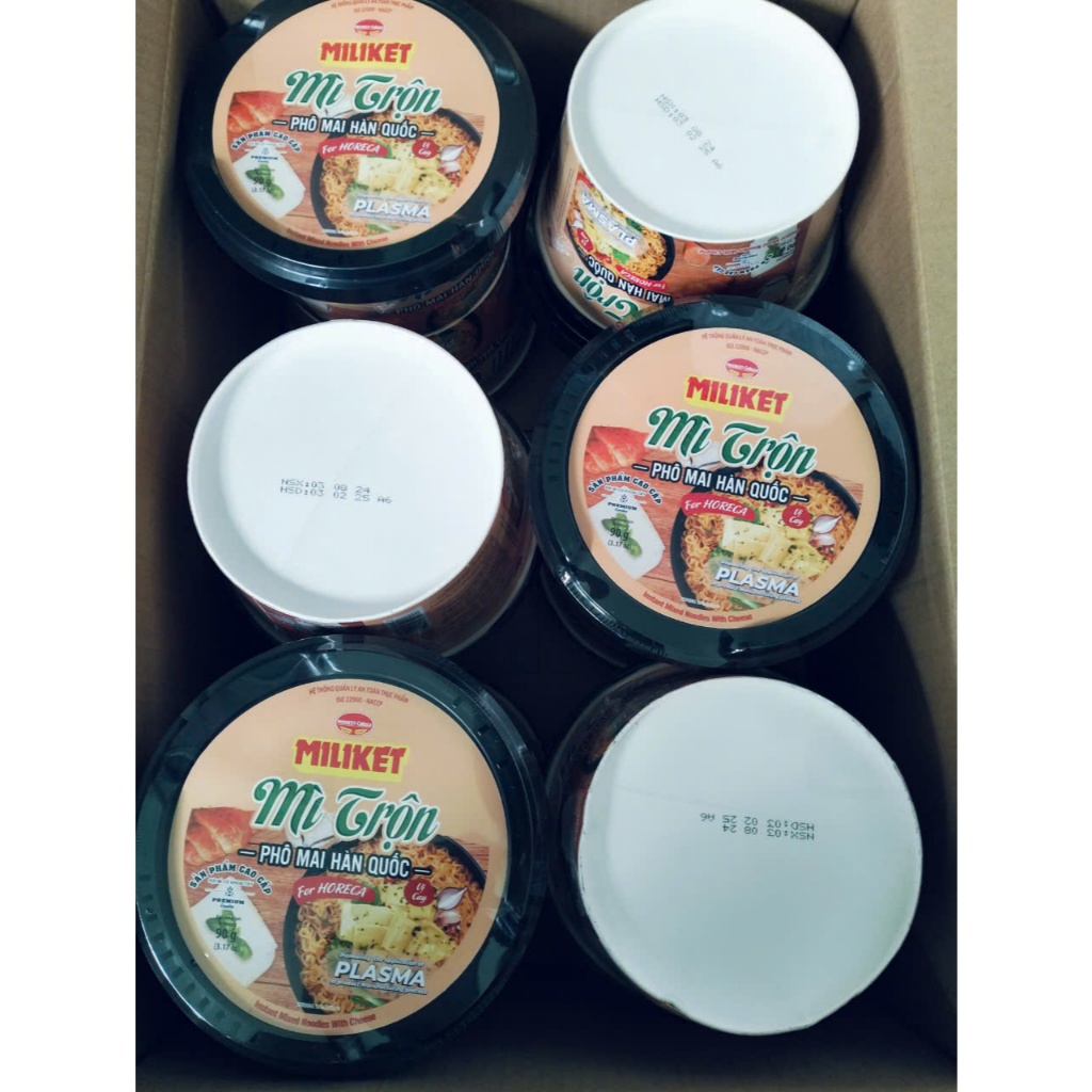 Thùng 12 tô mì trộn MILIKET 2 vị ( Phô mai Hàn Quốc và Spaghetti) 90gr