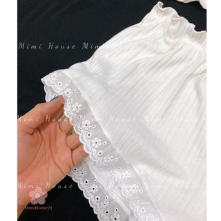Set đồ ngủ áo tube quần đùi phối bèo dễ thương - handmade by MimiHouse