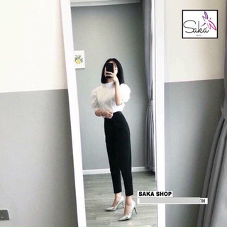 Quần tây nữ khoá kéo hông lưng thun phía sau vải tuyết mưa dày dặn