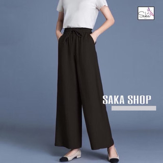 Quần nữ suông dài vải đũi nơ lưng thun nhiều màu nhiều size