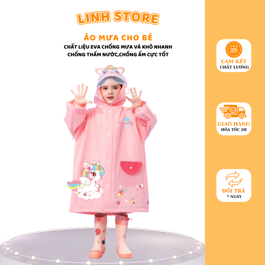 Áo Mưa Hình Khủng Long Cho Bé Trai,Pony Bé Gái