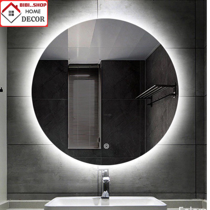 Gương nhà tắm đèn led Siêu Sang, Gương tròn treo tường led hậu