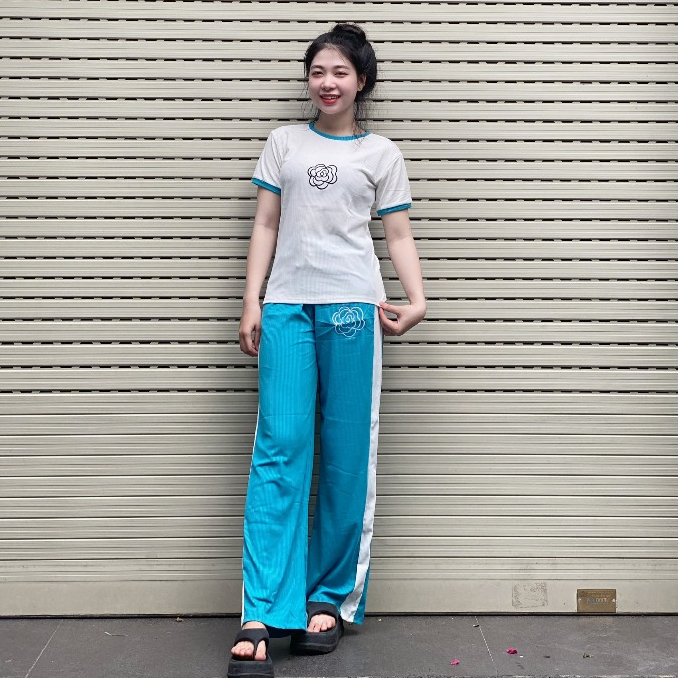 Đồ bộ nữ quần ống rộng suông bigsize ESHOP Đồ mặc nhà nữ cạp cao quần thun gân áo tay lửng in 3D co giãn đẹp SG68