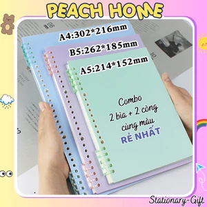 {Chỉ 10k} Bìa Sổ Còng Nhựa Dẻo Màu Basic Thay Được Giấy Size A5 B5 A4 Tự Làm Vở/Bìa Binder Refill Peach Home A6