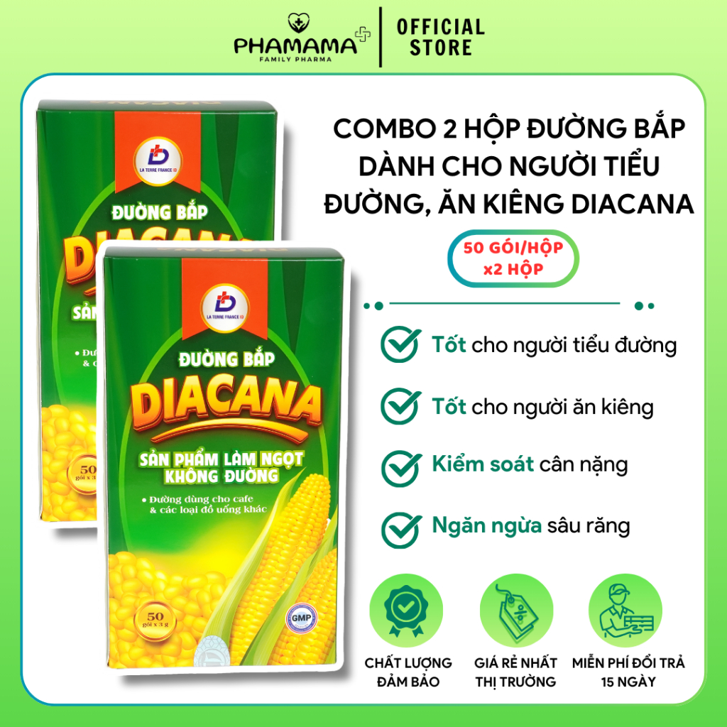 Ảnh Combo 2 Hộp Đường Ăn Kiêng Diacana khuyên dùng cho người tiểu đường, người đang ăn kiêng (hộp 50 gói) 2