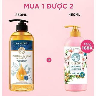 [COMBO MUA1+1] Dầu Gội Purité Lưu Hương Chắc Khỏe Mềm Mịn 600ML/ Ngăn Ngừa Gãy Rụng Phục Hồi Tóc 620mL+Tặng Dầu Xả 450ML