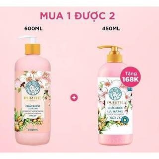 [COMBO MUA1+1] Dầu Gội Purité Lưu Hương Chắc Khỏe Mềm Mịn 600ML/ Ngăn Ngừa Gãy Rụng Phục Hồi Tóc 620mL+Tặng Dầu Xả 450ML