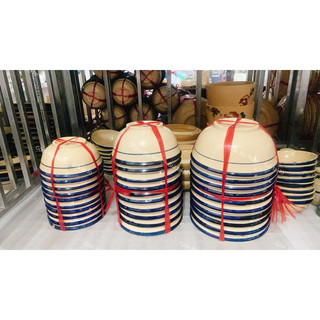 Tô Gốm Vẽ gà Trống/Hoa Nâu/Chỉ Xanh/Phết Xanh Nam Bộ Size To Bụng Bự Đường Kính 18cm Men Đẹp - Gốm Xưa Lái Thiêu