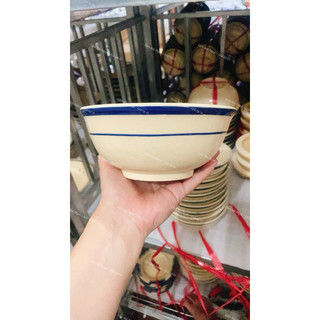 Tô Gốm Vẽ gà Trống/Hoa Nâu/Chỉ Xanh/Phết Xanh Nam Bộ Size To Bụng Bự Đường Kính 18cm Men Đẹp - Gốm Xưa Lái Thiêu