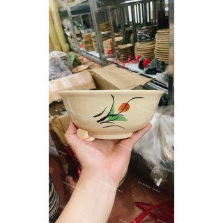 Tô Gốm Vẽ gà Trống/Hoa Nâu/Chỉ Xanh/Phết Xanh Bụng Bự Đường Kính 16cm Men Đẹp - Gốm Xưa Lái Thiêu Cho Người Hoài Niệm