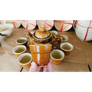 Bình Trà Nâu Cổ/ Ly Trà Nâu Cổ - Gốm Xưa Lái Thiêu Nam Bộ Cho Người Hoài Niệm