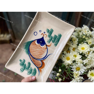 Dĩa Gốm Cao Cấp Vẽ Cá Rồng Nhiều Loại Từ 16cm Đến 34cm Hình Vuông/Chữ Nhật/Tròn - Gốm Xưa Lái Thiêu Cho Người Hoài Niệm
