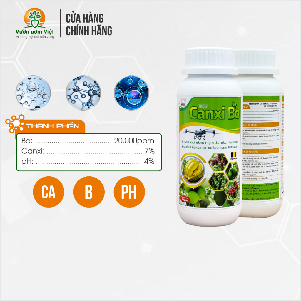 Canxi Bo nhập khẩu Bỉ - chăm sóc bộ rễ, mầm hoa, chống nứt quả, nứt thân, cứng cáp cây trồng
