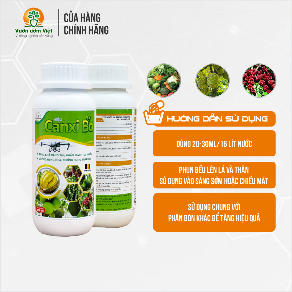 Canxi Bo nhập khẩu Bỉ - chăm sóc bộ rễ, mầm hoa, chống nứt quả, nứt thân, cứng cáp cây trồng