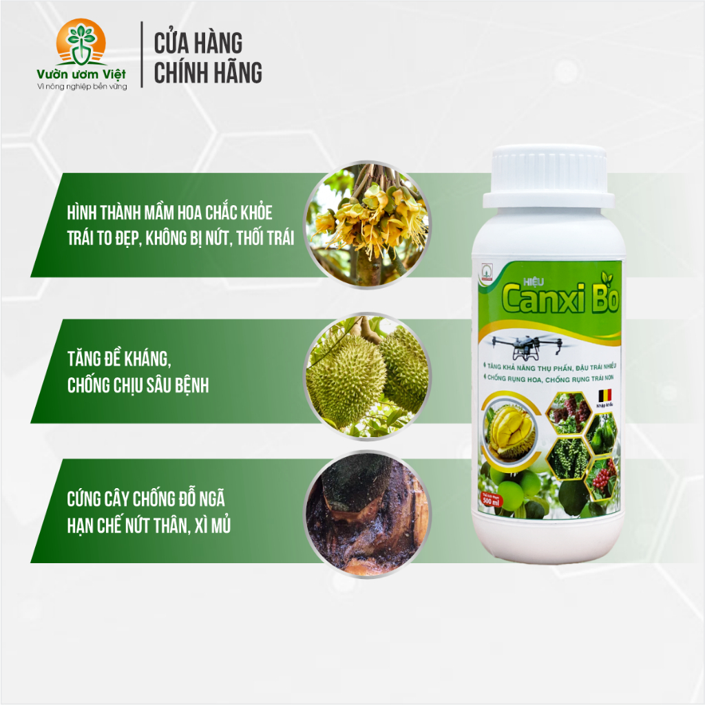 Canxi Bo nhập khẩu Bỉ - chăm sóc bộ rễ, mầm hoa, chống nứt quả, nứt thân, cứng cáp cây trồng
