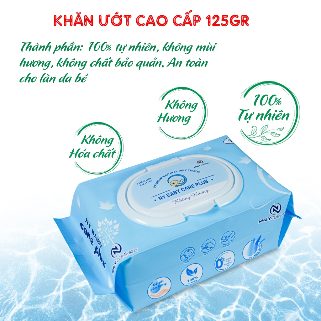 Combo 5 gói khăn ướt cao cấp Ny Baby Care Plus+ 125gr Như Ý (Màu ngẫu nhiên)