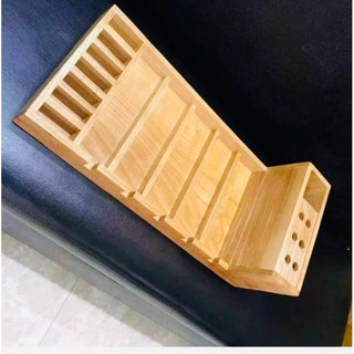 Khay gỗ thông đựng tông đơ 5 ngăn kích thước 58x25x16cm 4 màu vàng, đen, gỗ, khò cháy