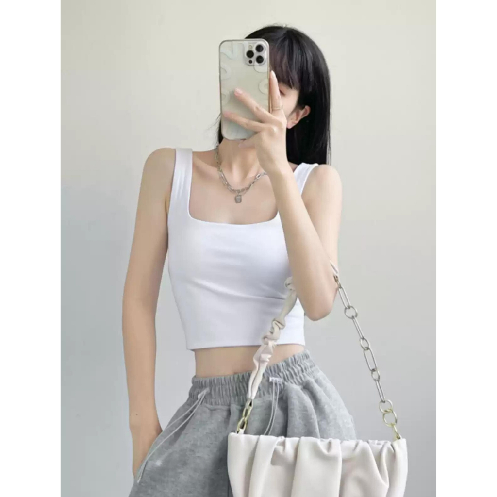 Ảnh Áo Croptop Bigsize Nữ Áo Hai Dây Bản To Có Mút Đệm Vải Thun Tăm Lạnh Co Giãn Sành Điệu G248 3