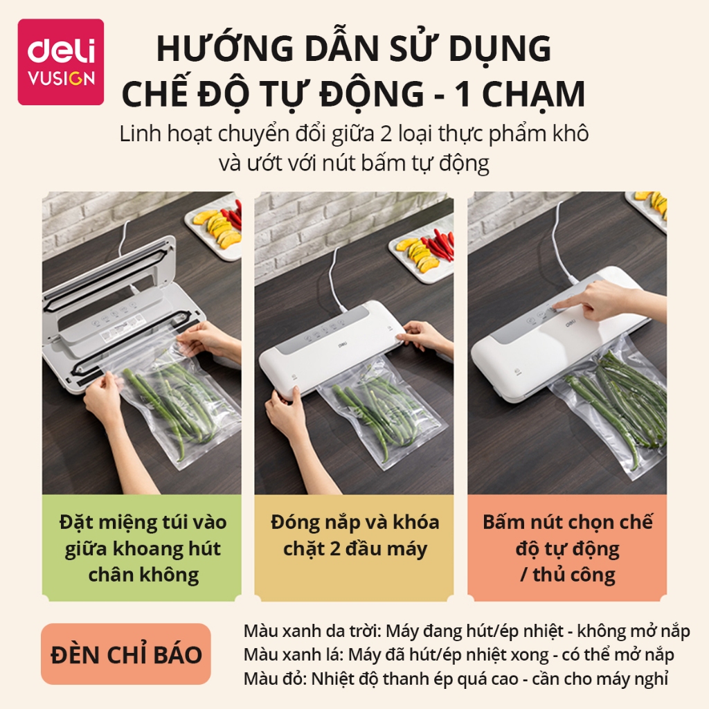 [TẶNG TÚI HÚT] Máy Hút Chân Không Thực Phẩm Deli Hút Tự Động Hàn Miệng Túi Lực Hút Mạnh Bảo Quản Thực Phẩm Tươi Lâu Hơn