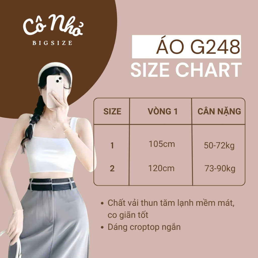 Ảnh Áo Croptop Bigsize Nữ Áo Hai Dây Bản To Có Mút Đệm Vải Thun Tăm Lạnh Co Giãn Sành Điệu G248 1
