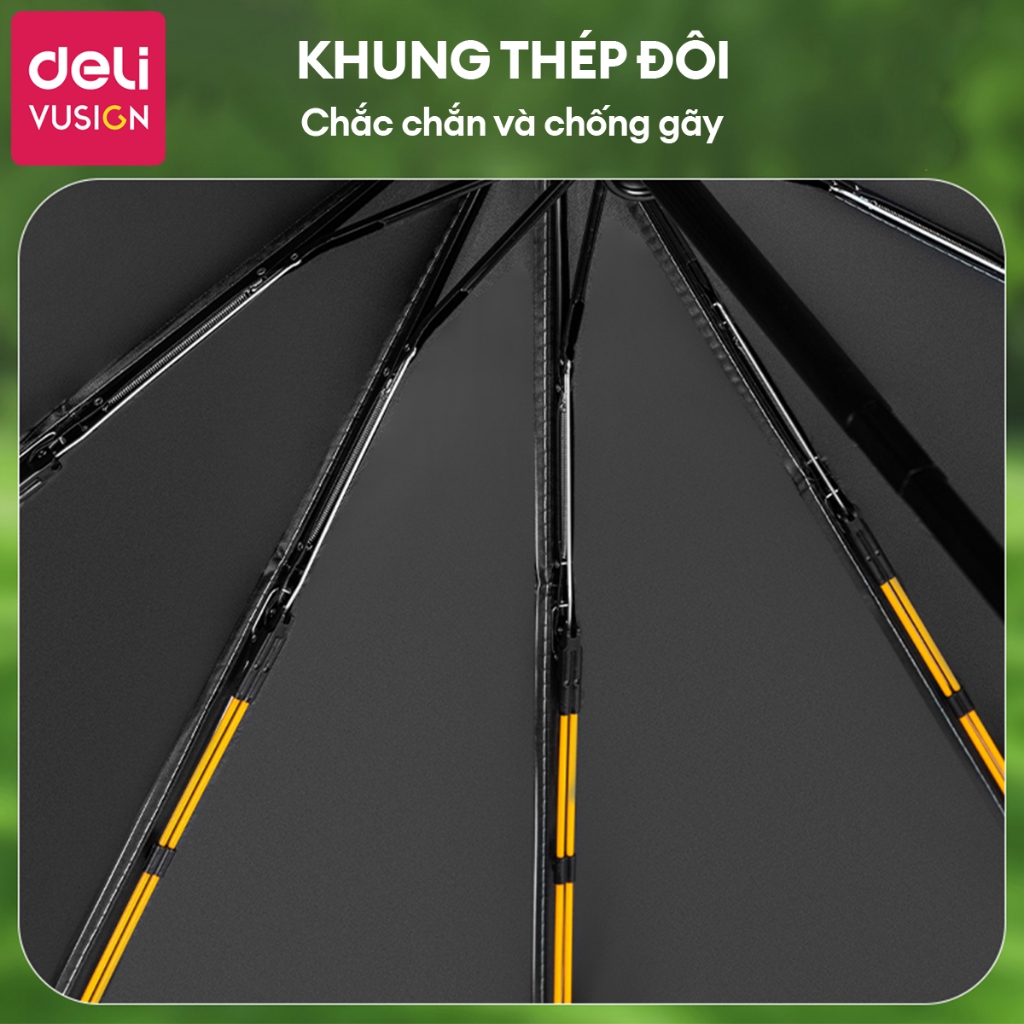 Ô Dù Che Mưa Đi Nắng Tự Động DELI 12 Nan Đôi ĐK 106 cm Chống UV Nút Đóng/Mở Thông Minh Nhiều Màu