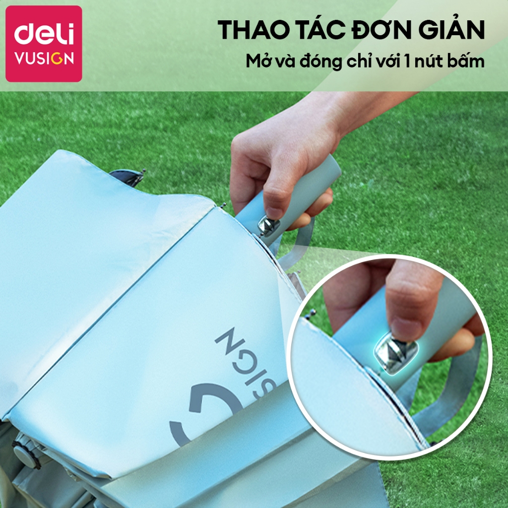 Ô Dù Che Mưa Đi Nắng Tự Động DELI 12 Nan Đôi ĐK 106 cm Chống UV Nút Đóng/Mở Thông Minh Nhiều Màu