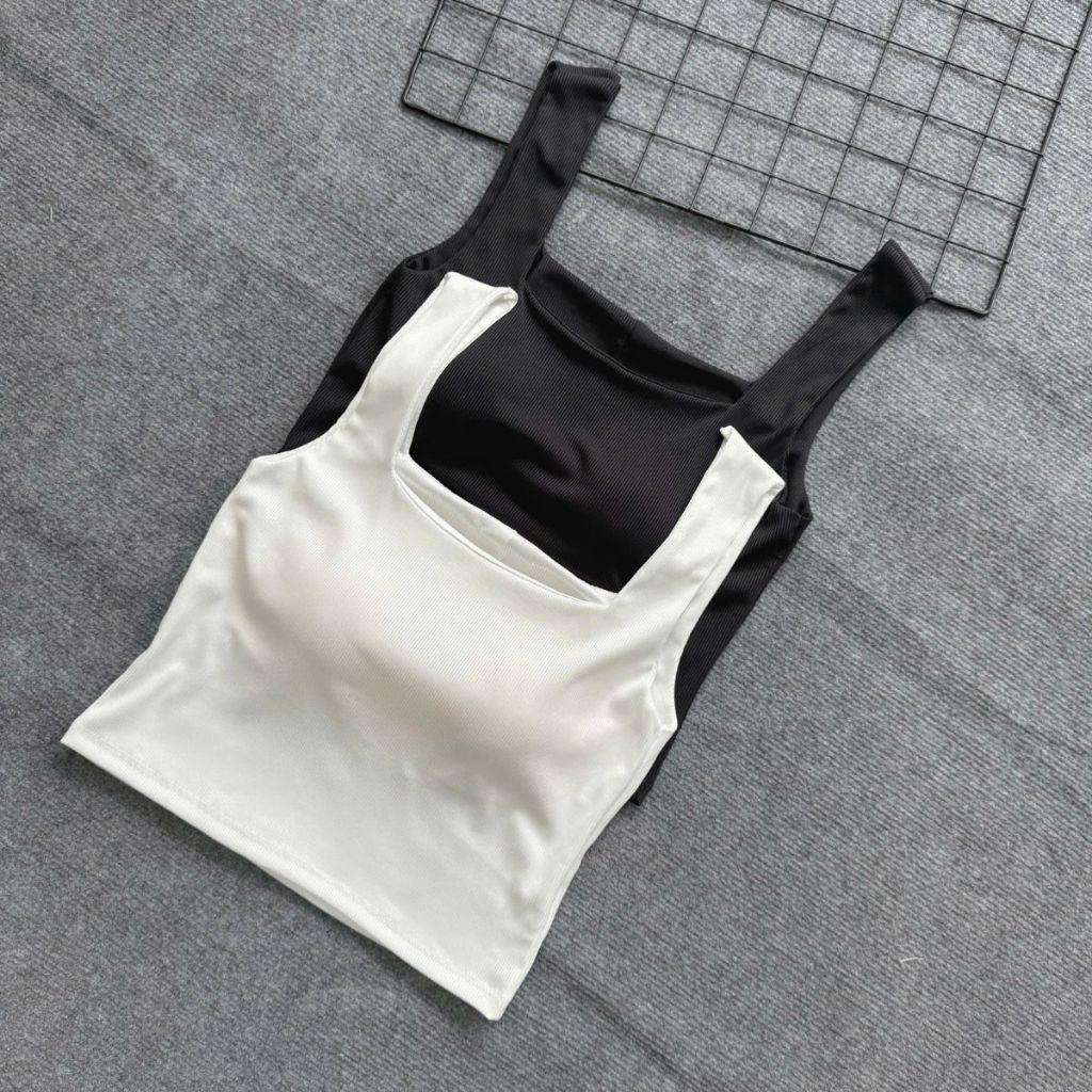 Áo 2 Dây Bigsize Nữ Bản To Chất Vải Gân Tăm Co Giãn Có Mút Mềm Mại Dáng Croptop G248