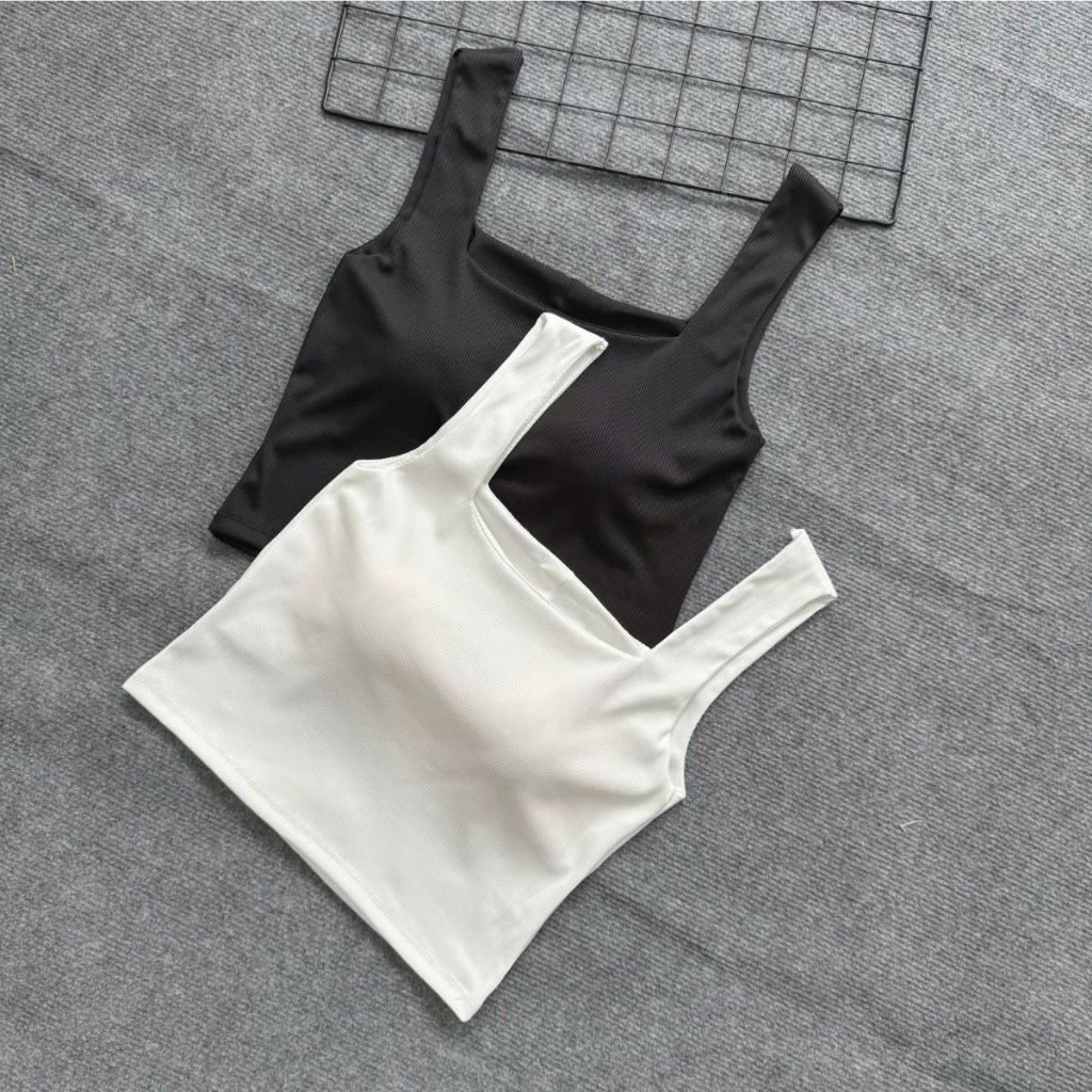 Áo 2 Dây Bigsize Nữ Bản To Chất Vải Gân Tăm Co Giãn Có Mút Mềm Mại Dáng Croptop G248