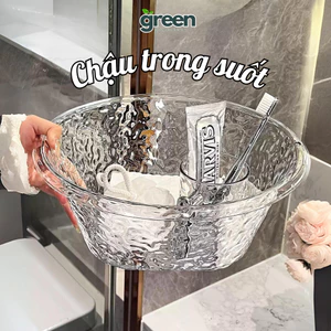 Chậu rửa mặt trong suốt vân kim cương Greenhome chất liệu nhựa Acrylic, Chậu nhựa thau nhựa nhà tắm