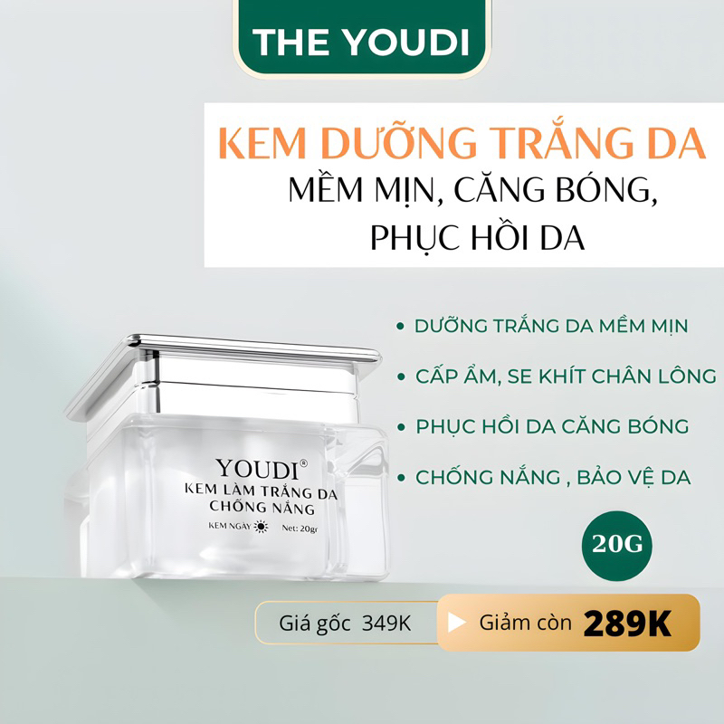 Kem dưỡng trắng căng bóng mềm mịn da YOUDI 20gam