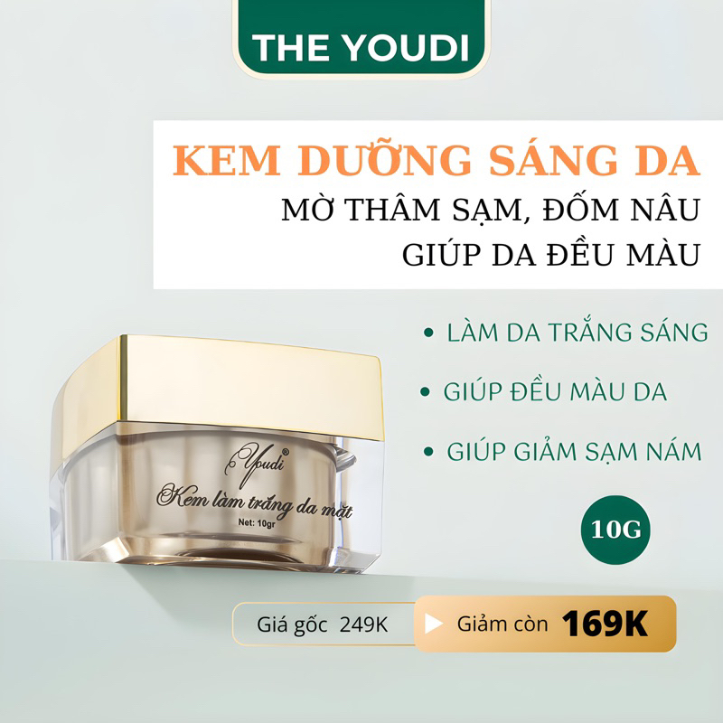 Kem dưỡng trắng da YOUDI giữ ẩm mờ thâm sạm se khít lỗ chân lông 10g