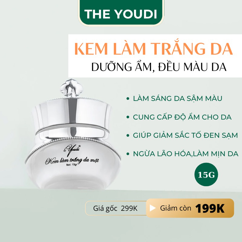 Kem dưỡng trắng da YOUDI giữ ẩm làm mềm da khối lượng 15gam
