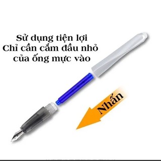 Bút mực luyện chữ đẹp 688, ngòi kim tinh êm trơn kèm 1 đầu tẩy, 1 piston bơm mực