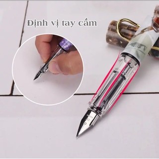 Bút mực luyện chữ đẹp 688, ngòi kim tinh êm trơn kèm 1 đầu tẩy, 1 piston bơm mực