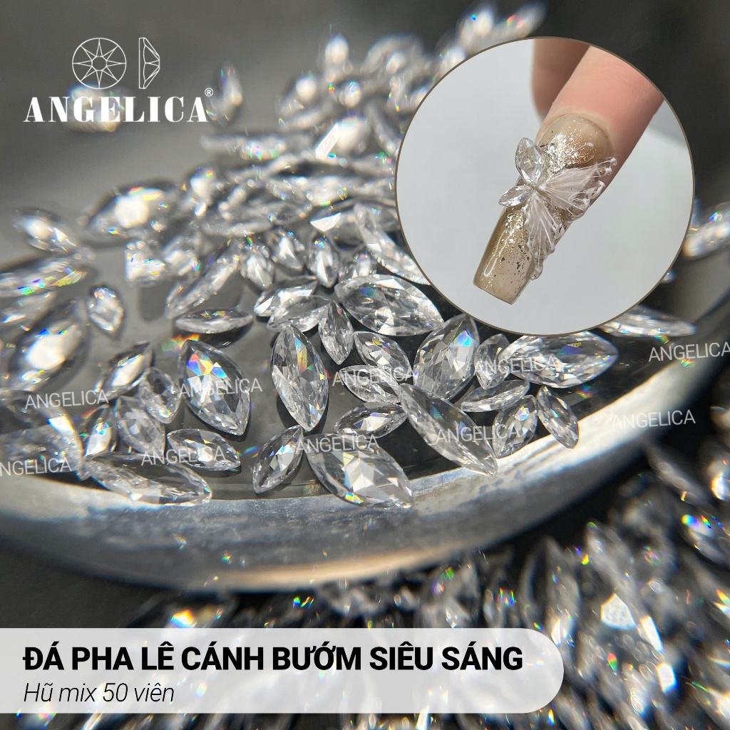 Đá Pha Lê Cánh Bướm Cao Cấp Siêu Sáng ( 50 Viên ) -Trang Trí Nail ANGELICA 50v-PLCB