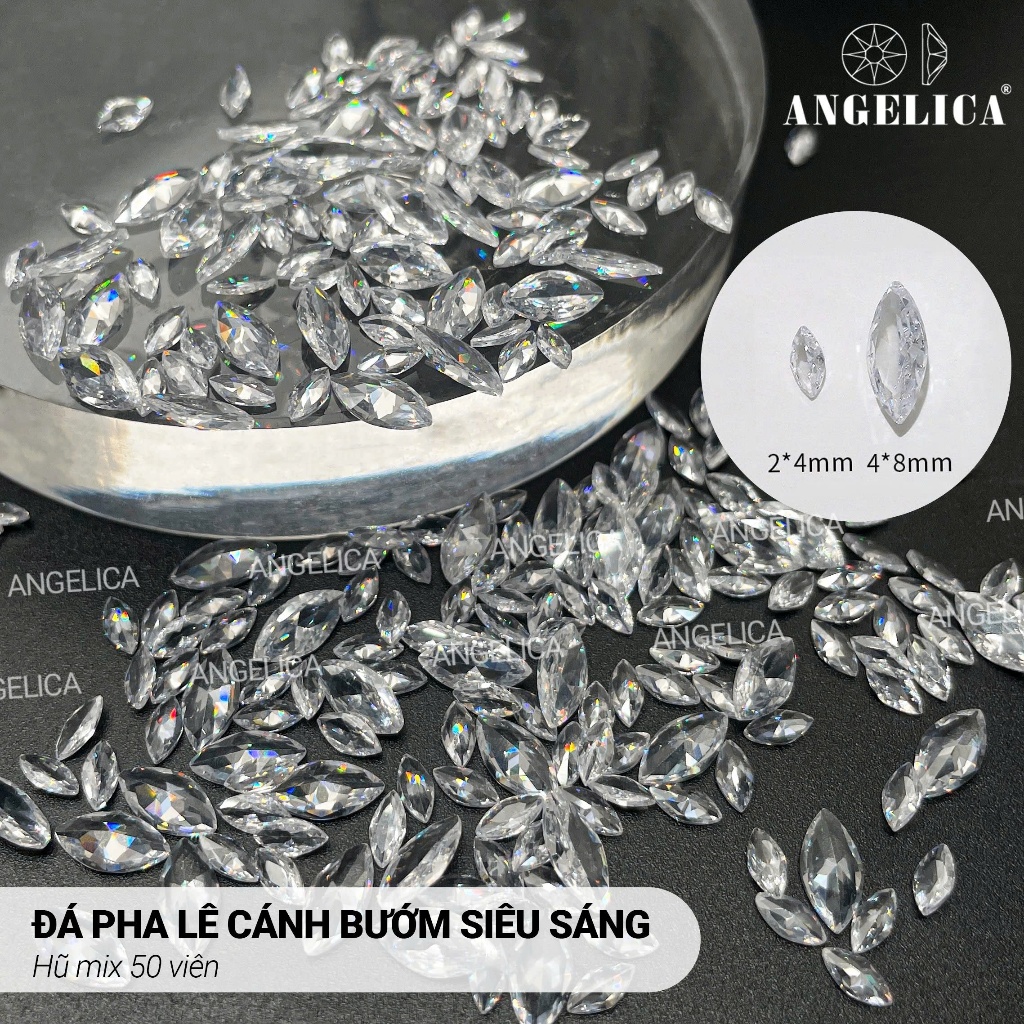 Đá Pha Lê Cánh Bướm Cao Cấp Siêu Sáng ( 50 Viên ) -Trang Trí Nail ANGELICA 50v-PLCB