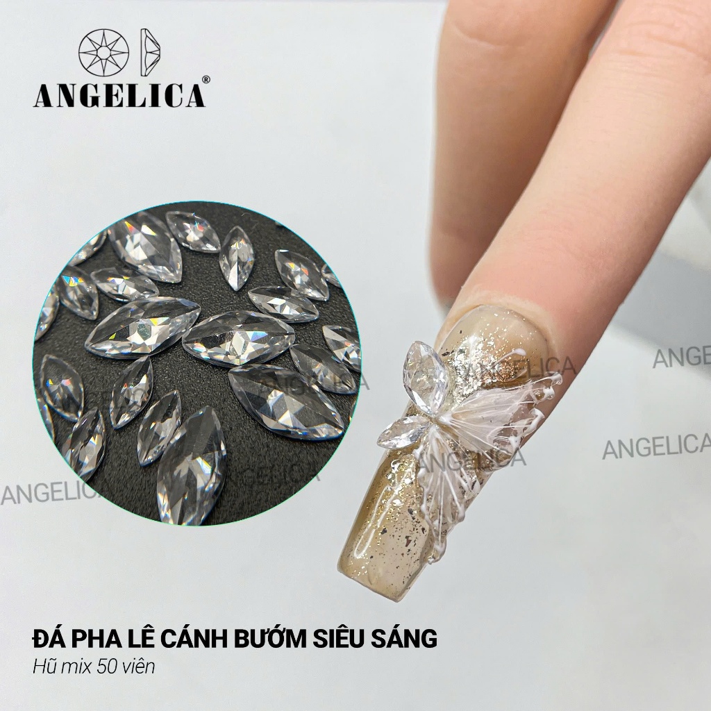Đá Pha Lê Cánh Bướm Cao Cấp Siêu Sáng ( 50 Viên ) -Trang Trí Nail ANGELICA 50v-PLCB