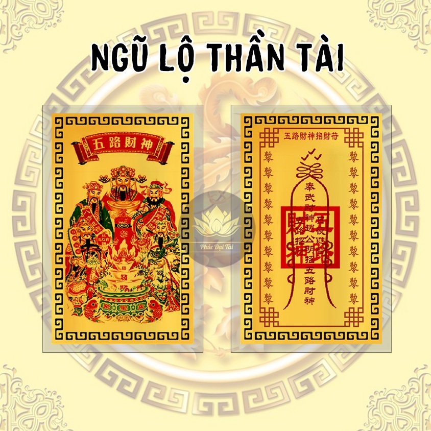 Kim Bài Ngũ Lộ Thần Tài [KIM LOẠI CỨNG] - Khai Vận Mở Cung Tài Lộc - Bình An mạ vàng