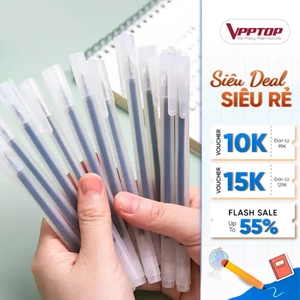 Combo bút bi ngòi 0.5mm mực đều nét không lem, Bút bi đen xanh đỏ văn phòng mực khô nhanh BG02