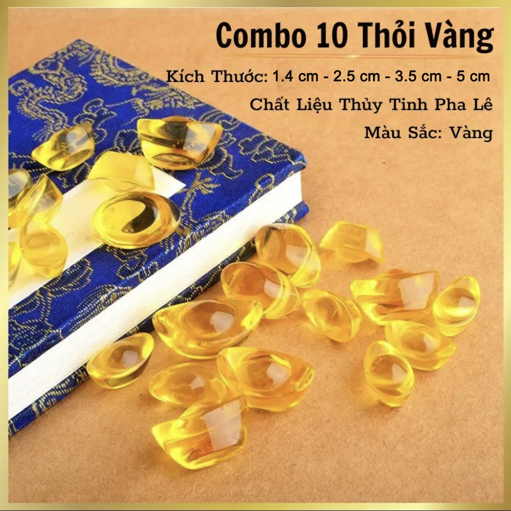 ⭐RƯỚC LỘC⭐ Túi 100 Thỏi Vàng Thủy Tinh Pha Lê Nhí 1.4mm Kim Nguyên Bảo - Đặt Bàn Thờ Thần Tài - Phong Thủy Thần Tài