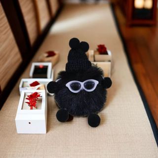 Móc Khóa Gấu Bông Lông Xù Đeo Kính Cute treo túi siêu xinh ( Gấu Kính )