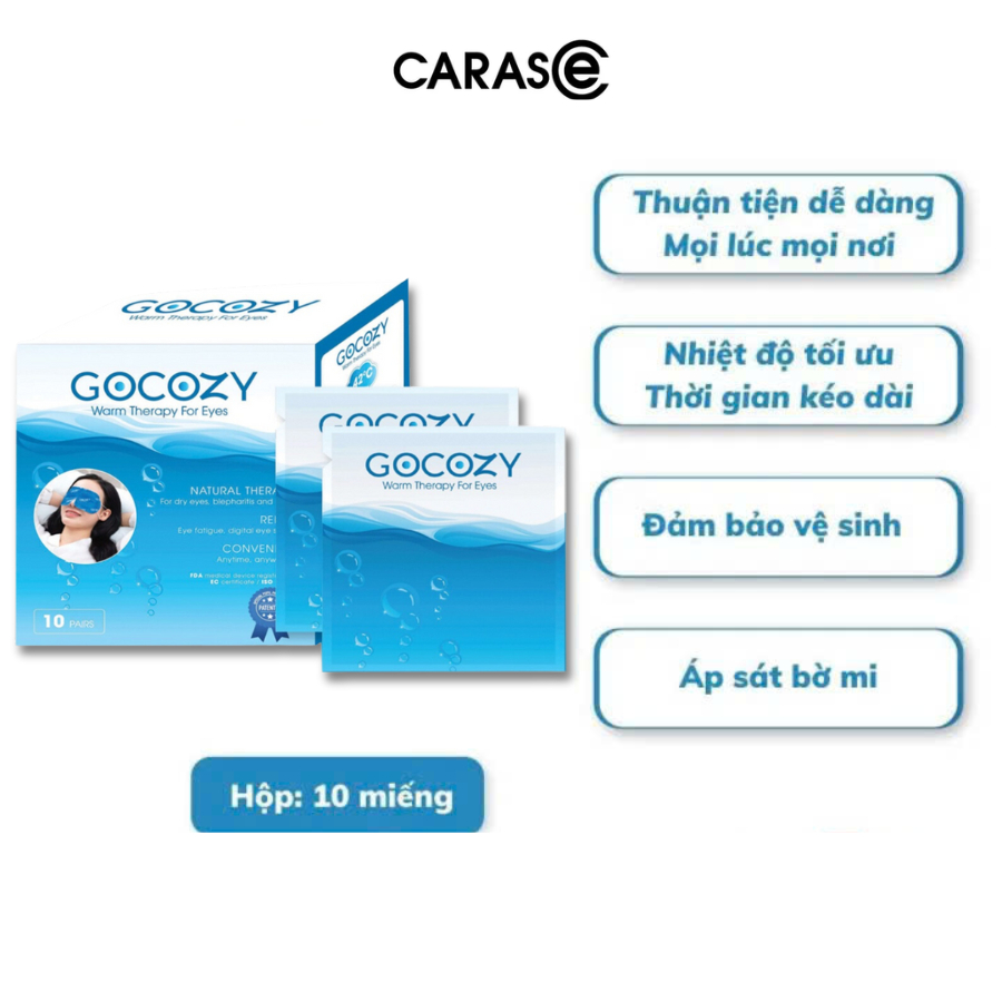 Miếng Chườm Ấm Mắt Tiêu Chuẩn 40 độ GOCOZY Giúp Giảm Mỏi, Khô Và Thư Giãn Mắt, Hộp 10 miếng - CARASE