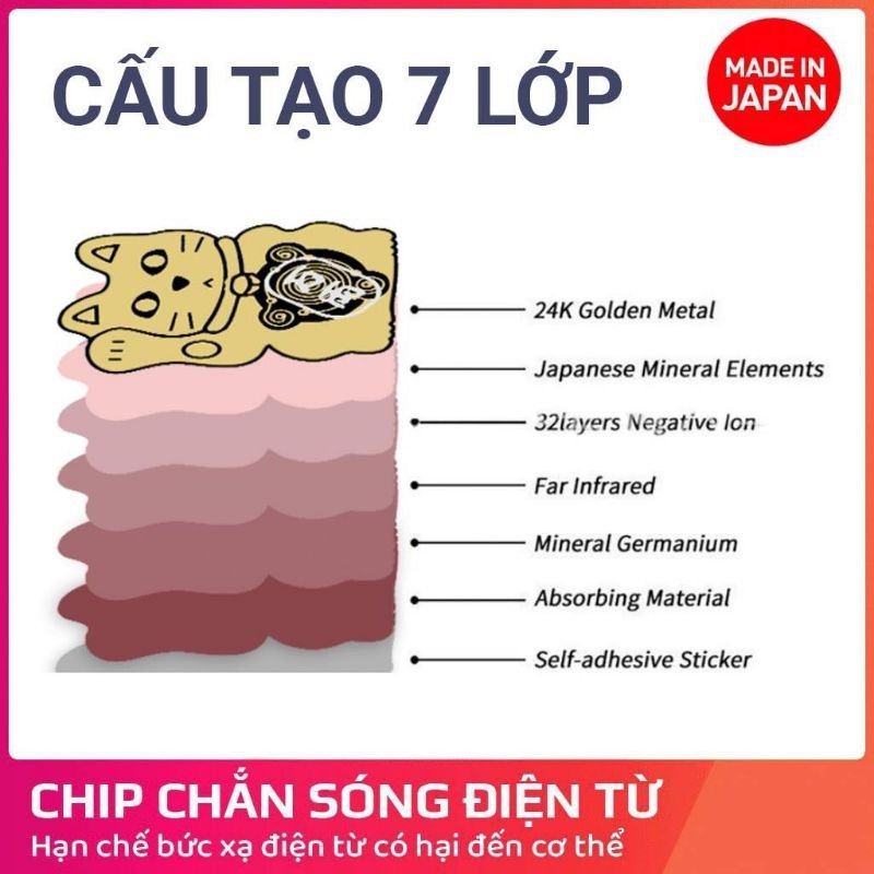 Chip Ngăn Bức Xạ Điện Từ HiToKi Nhật Bản( Mèo Thần Tài) Chính Hãng