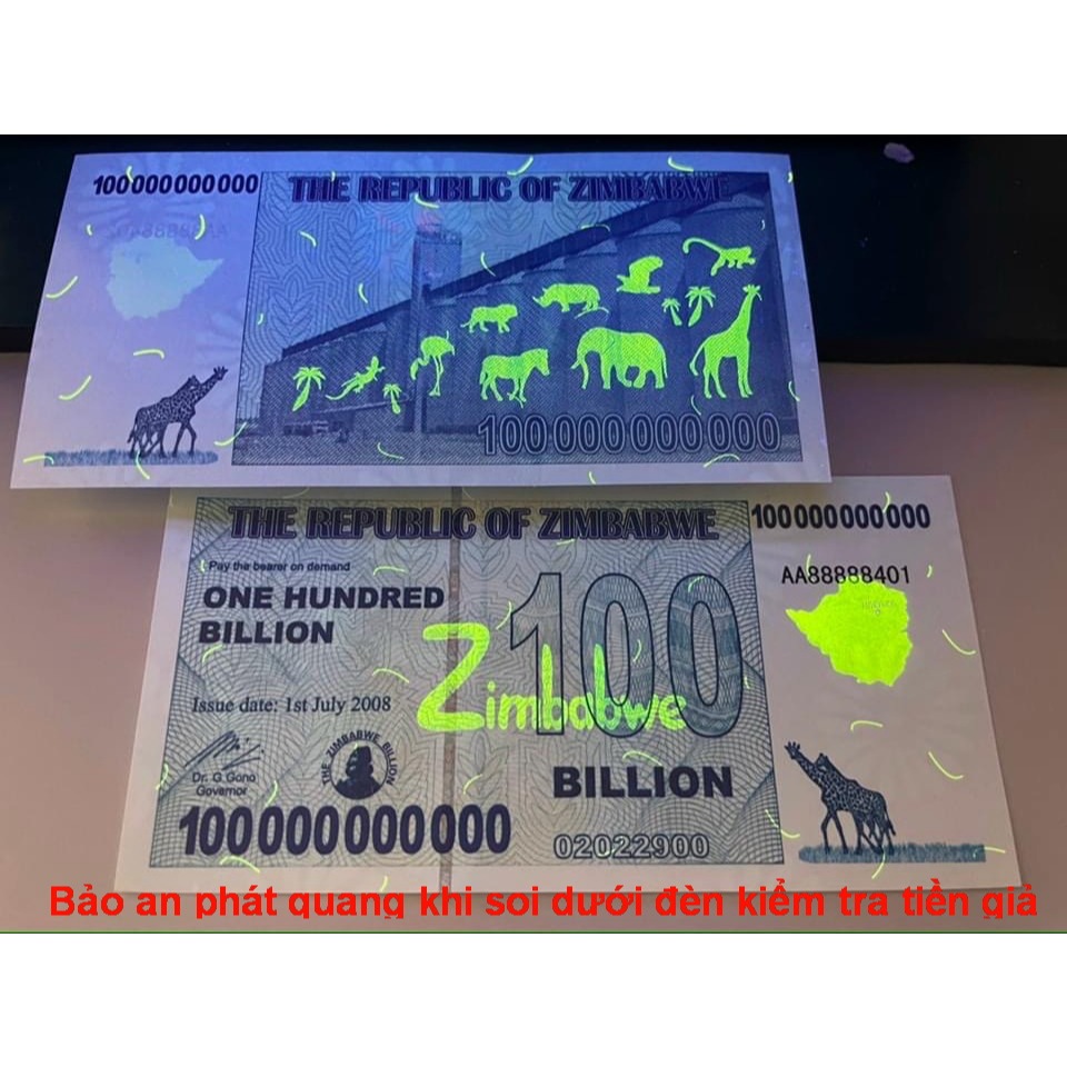 [HỎA TỐC] Tờ tiền lưu niệm Zimbabwe 100 Tỷ Đô la siêu khủng , cực độc làm quà tặng , lì xì Tết , Quà Tết