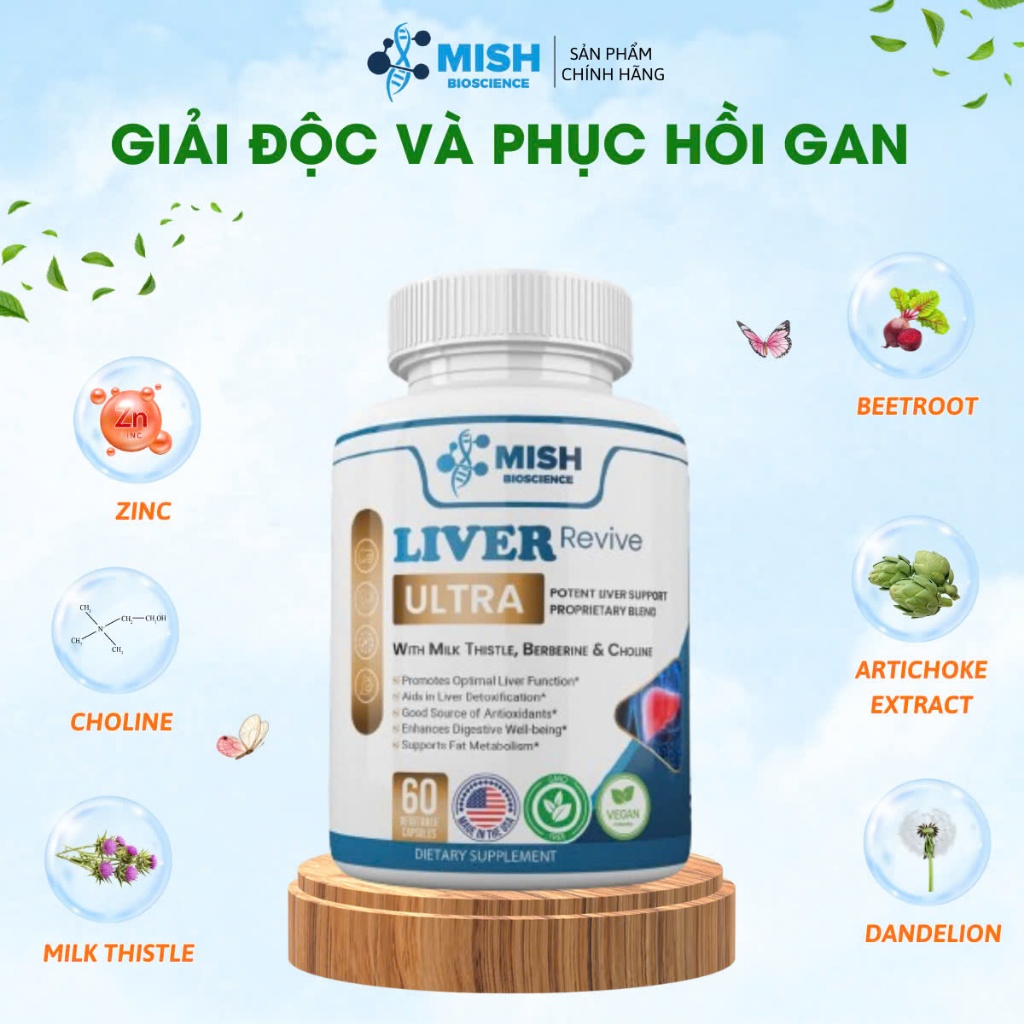 Mishbio Liver Revive ULTRA – Giải Độc Và Phục Hồi Gan Hiệu Quả